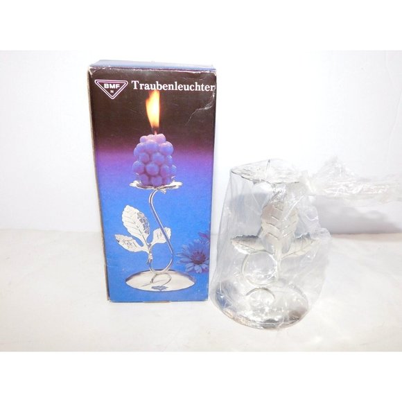 VTG BMF Traubenleuchter Germany Silver Plated Grapes Candelabra Candle NEW - Picture 8 of 12